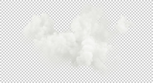 Nubes de condensación de gas de vapor flotantes fondos transparentes aislados representación 3d