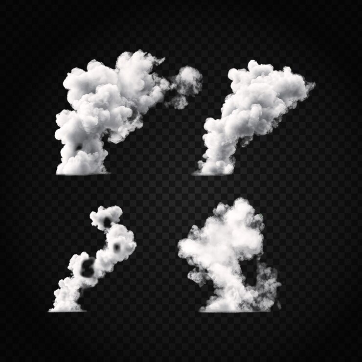 PSD nubes de humo realistas aisladas sobre un fondo transparente