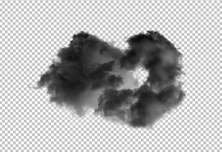 PSD nubes negras aisladas en capa alfa