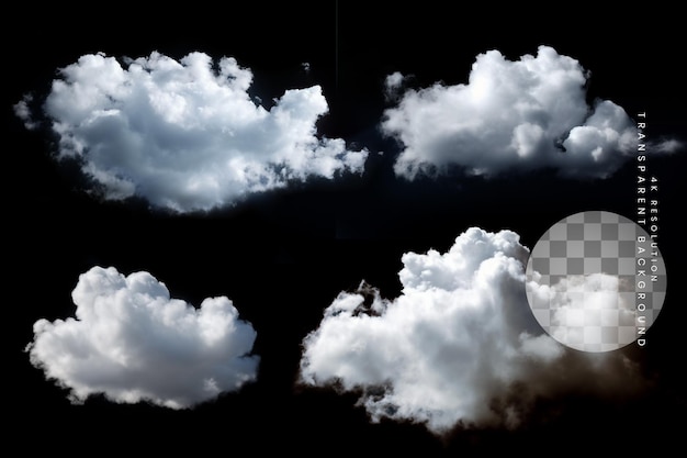 Nubes realistas sobre un fondo transparente