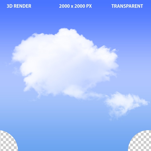 Nubes realistas sobre un fondo transparente