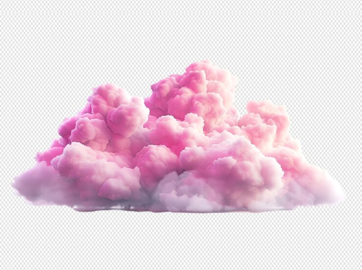 Nubes rosadas sobre un fondo blanco