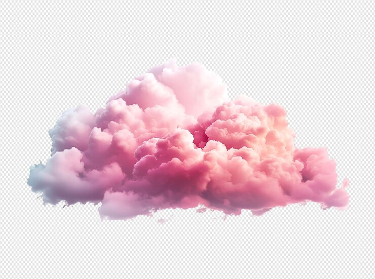 Nubes rosadas sobre un fondo blanco