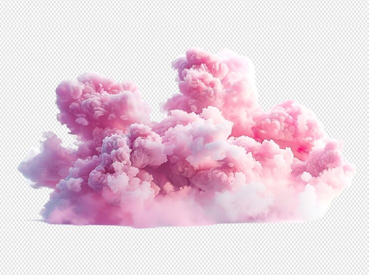 Nubes rosadas sobre un fondo blanco