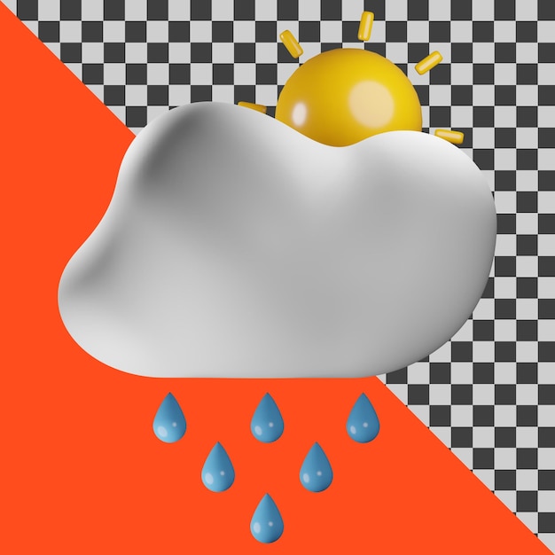 Nubes y sol de lluvia 3d