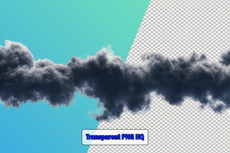 PSD nubes de tormenta oscuras aisladas con texturas dinámicas que contrastan bruscamente contra un fondo blanco