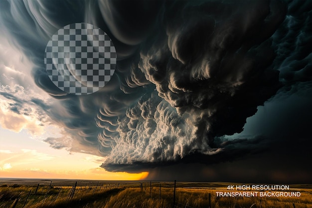 PSD las nubes de tormenta supercélulas muestran el poder de la naturaleza sobre un fondo transparente