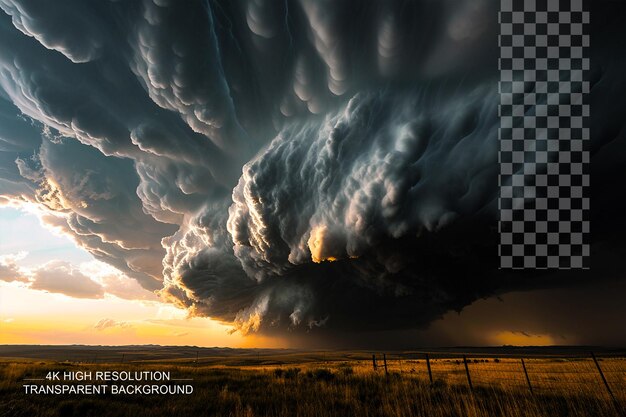 PSD las nubes de tormenta supercélulas muestran el poder de la naturaleza sobre un fondo transparente