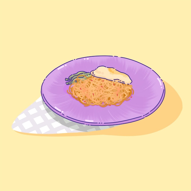 Nudeln-Illustrations-Set Udon Ramen Vermicelli Reis-Nudeln