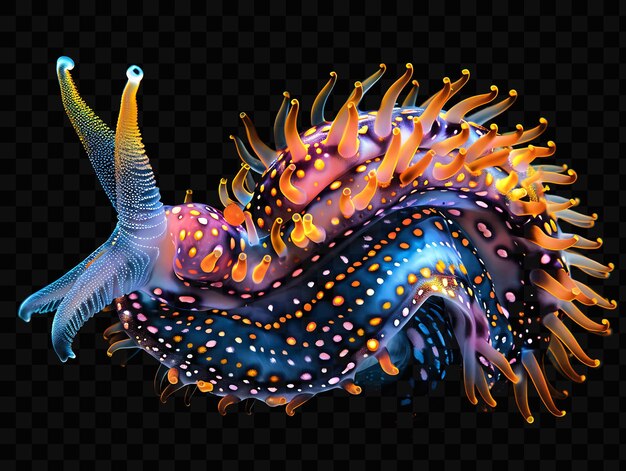 PSD nudibranche exotique avec des branchies colorées et des motifs complexes psd scène de la journée de la mer dans l'océan mondial