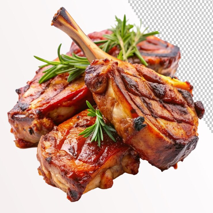 PSD nudillos de cerdo a la parrilla sobre un fondo transparente