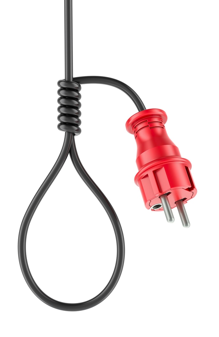 PSD nudo de ahorcador de la soga de cable de enchufe de energía renderización 3d aislado en fondo transparente