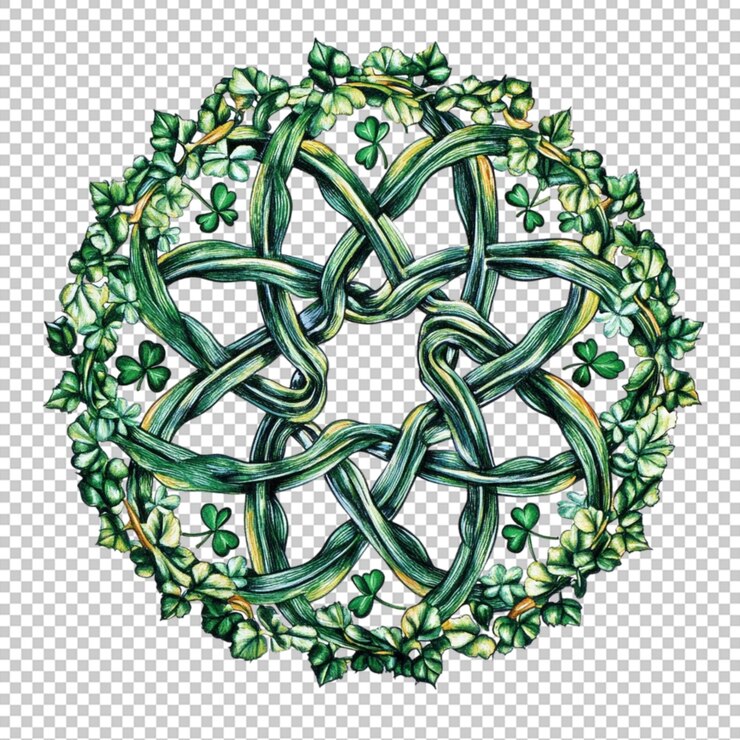 PSD nudo celta shamrock diseño verde patrón de arte