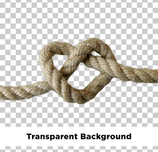 El nudo del corazón de la cuerda en un fondo transparente