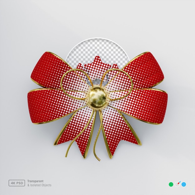 PSD nudo de lazo rojo 3d con estrellas lindas icono de representación 3d aislado