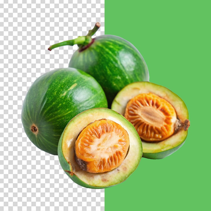 PSD nueces de betel frescas enteras aisladas sobre un fondo transparente