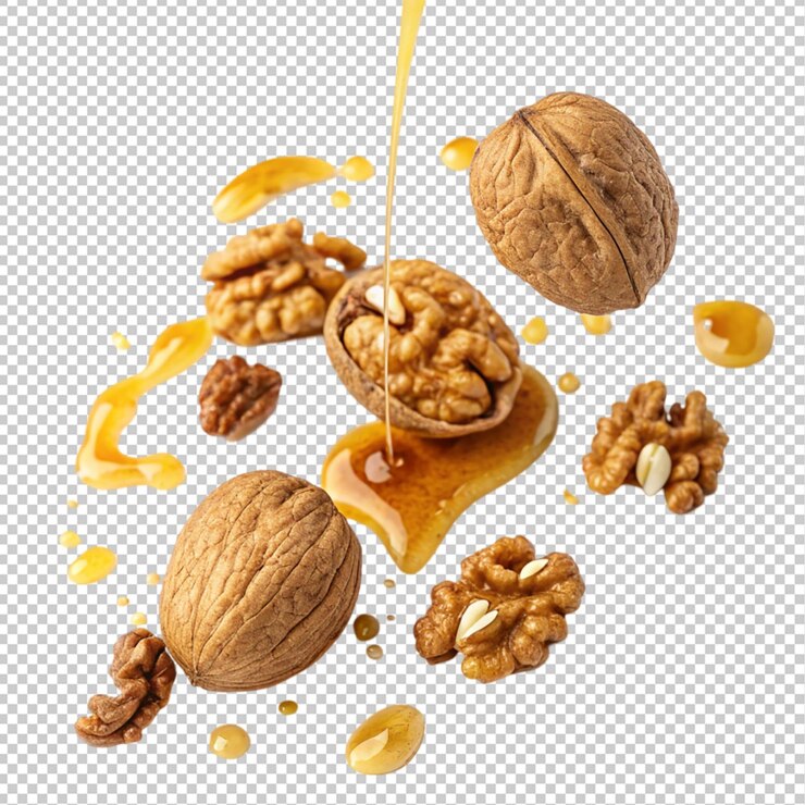 PSD nueces descascaradas y nueces enteras aisladas