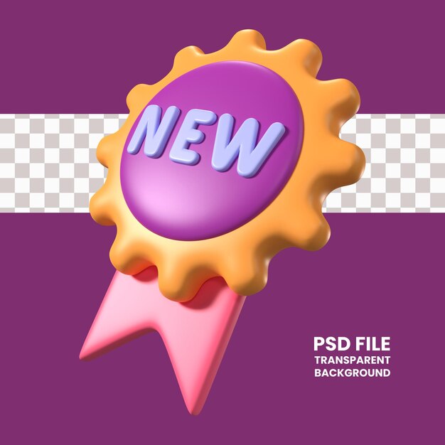 PSD nueva etiqueta icono de ilustración 3d