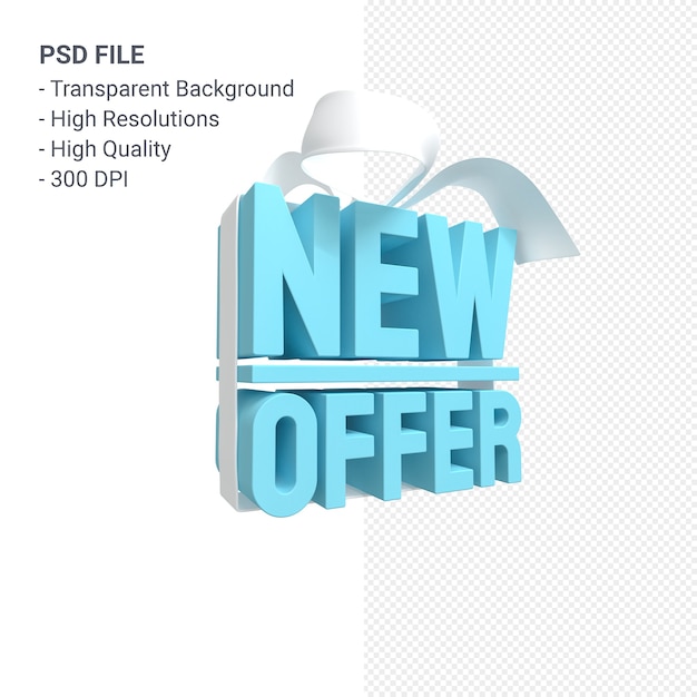 Nueva oferta venta representación de diseño 3d para promoción de venta con arco y cinta aislado