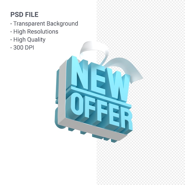 Nueva oferta venta representación de diseño 3d para promoción de venta con arco y cinta aislado