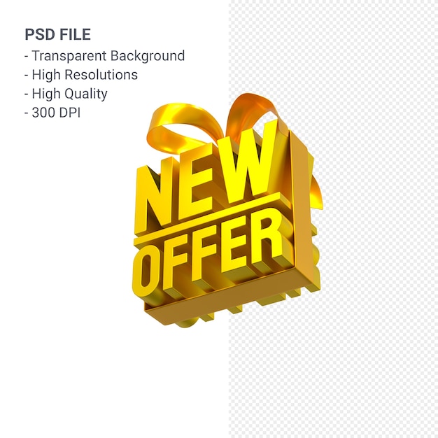 Nueva oferta de venta en representación de diseño 3d para promoción de venta con lazo y cinta aislados