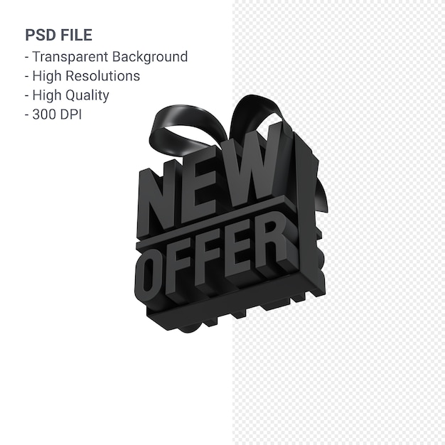 PSD nueva oferta de venta en representación de diseño 3d para promoción de venta con lazo y cinta aislados