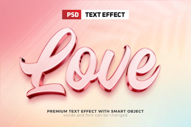 PSD nueva plantilla de maqueta de efecto de texto editable 3d de lujo de amor rosa blanco tranquilo elegante
