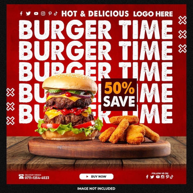 Nueva plantilla de redes sociales burger set