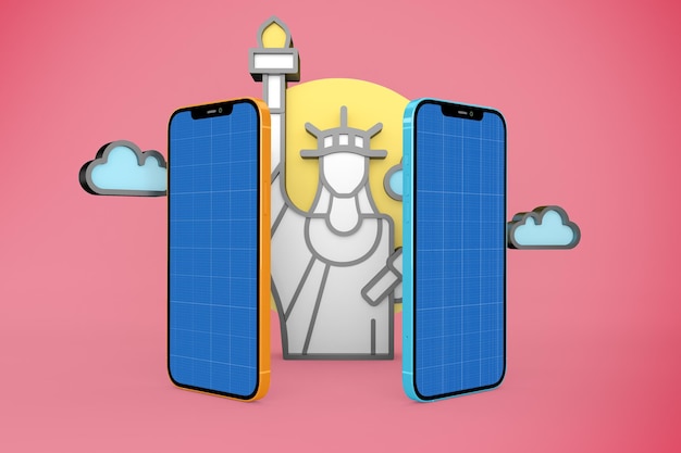 Nueva york y maqueta de teléfono