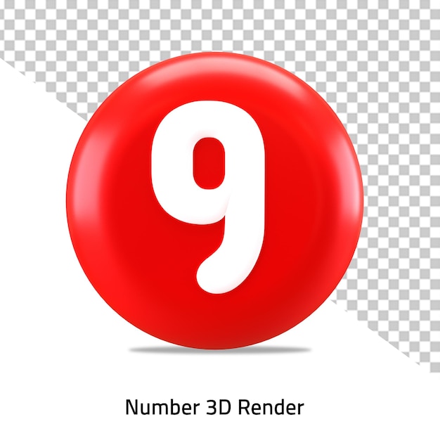 Nueve número rojo logo 9 icono 3d render