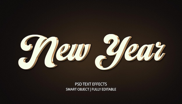 Nuevo año estilo de fuente de efecto de texto editable en 3D