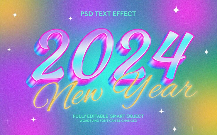 PSD nuevo archivo psd de efecto de texto del año 2024