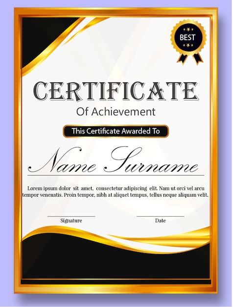 nuevo certificado profesional en el vector de marcos