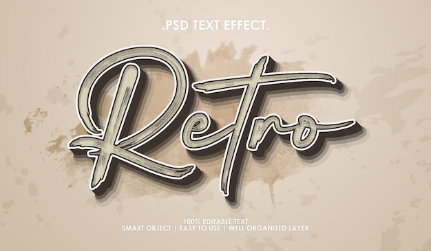 PSD nuevo efecto 3d de estilo de texto retro clásico