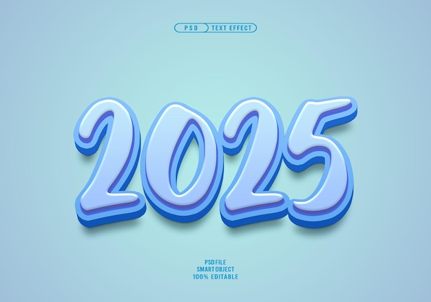 Nuevo efecto de texto 3D 2025 En azul Efecto de texto en 3D editable