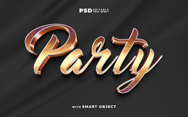 nuevo efecto de texto editable en 3d de fiesta elegante