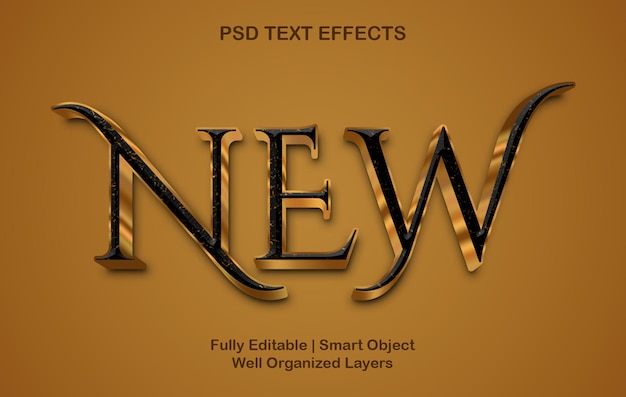 PSD nuevo efecto de texto estilo de lujo 3d.