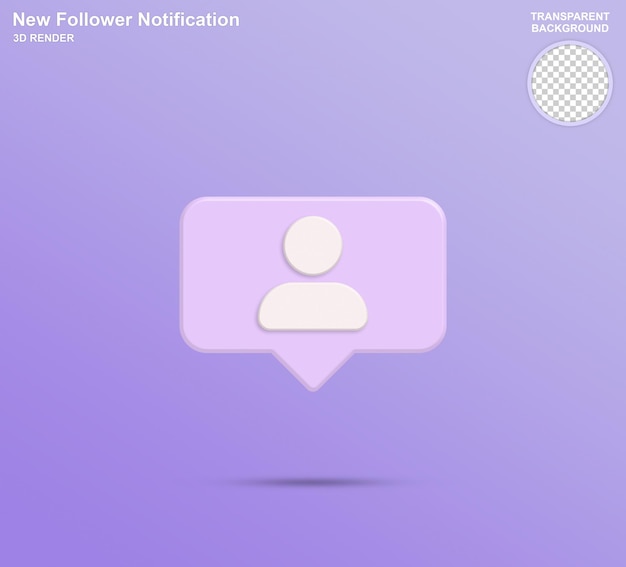 Nuevo icono de notificación de seguidor 3d