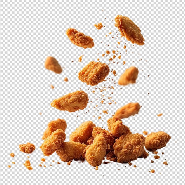 PSD nugget de pollo frito con migas que caen