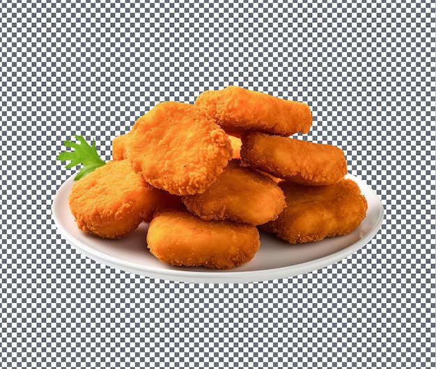 Nuggets de frango picantes saborosos e deliciosos isolados em fundo transparente