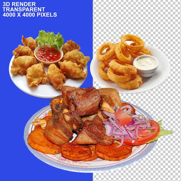 Nuggets de pierna de pollo Fry seikh kabab Nuggets fritos de pescado con salsa de ketchup en el plato