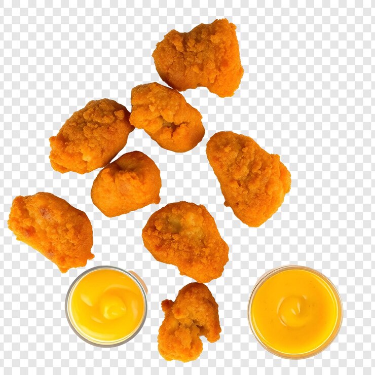 PSD nuggets de pollo frito aislados sobre un fondo transparente