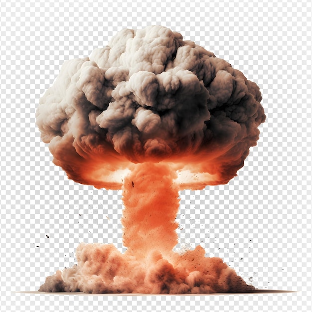 nukleare Atomexplosionen Pilzwolke isoliert auf transparentem Hintergrund generative KI