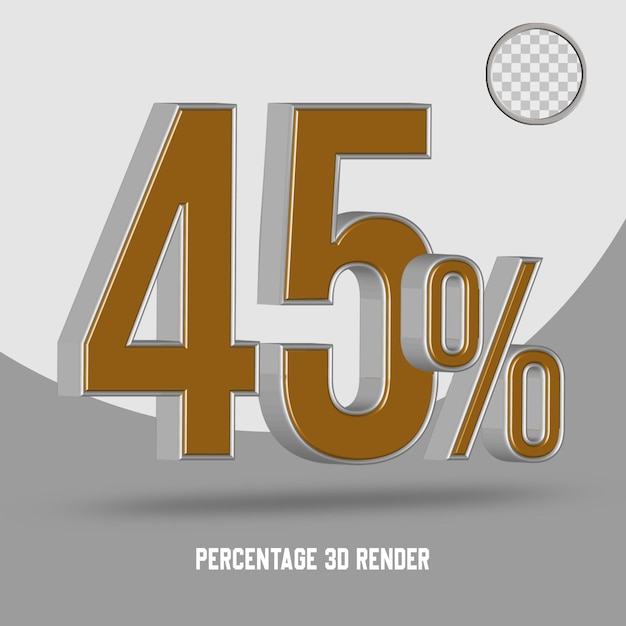 NUMÉRO DE POURCENTAGE RENDU 3D STYLE OR ARGENT