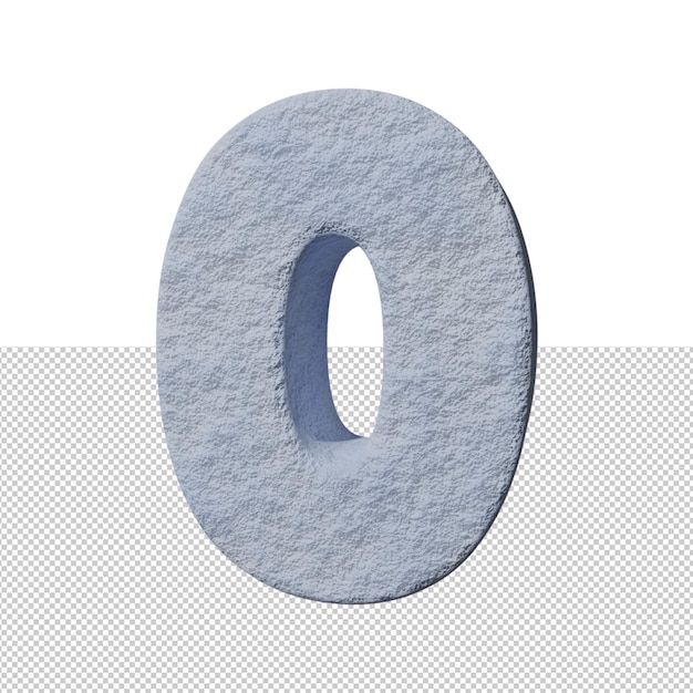 Number 0 snow text effect 3d render