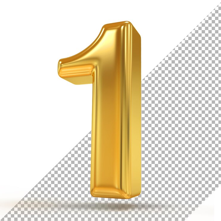 PSD number 1 gold luxury 3d render styles