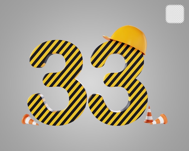 Number 33 Construction Style 3D illustration