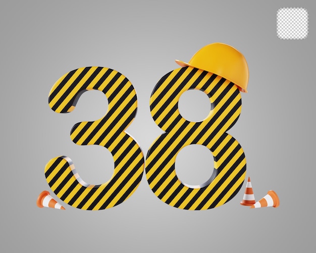Number 38 Construction Style 3D illustration