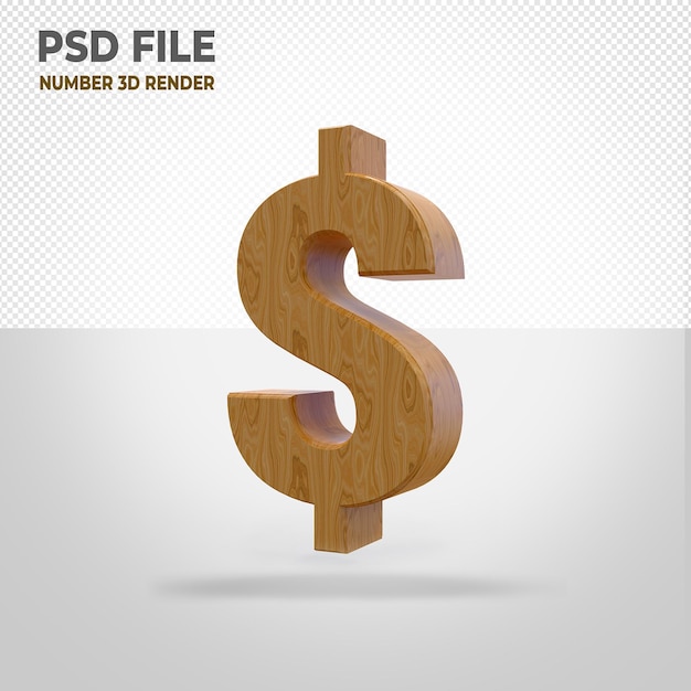 PSD number 3d render wood