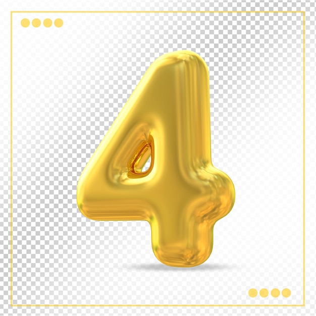 Number 4 gold luxury 3d